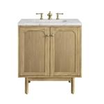 Laurent 30IN Single Vanity Light Natural Oak w/ 3 CM Eternal Jasmine Pearl Top