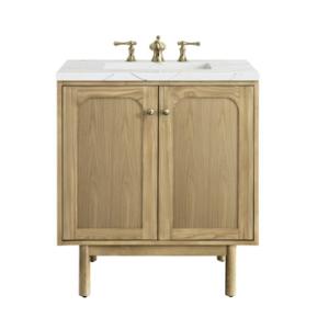 Laurent 30IN Single Vanity Light Natural Oak w/ 3 CM Ethereal Noctis Top