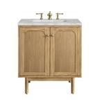 Laurent 30IN Single Vanity Light Natural Oak w/ 3 CM Victorian Silver Top