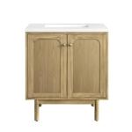 Laurent 30IN Single Vanity Light Natural Oak w/ 3 CM White Zeus Top