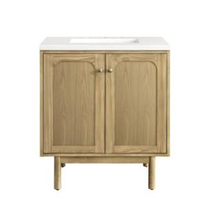 Laurent 30IN Single Vanity Light Natural Oak w/ 3 CM White Zeus Top