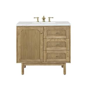 Laurent 36IN Single Vanity Light Natural Oak w/ 3 CM Ethereal Noctis Top