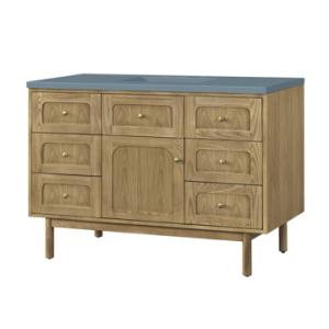 Laurent 48IN Single Vanity Light Natural Oak w/ 3 CM Cala Blue Top