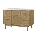 Laurent 48IN Single Vanity Light Natural Oak w/ 3 CM White Zeus Top