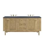 Laurent 72IN Double Vanity Light Natural Oak w/ 3 CM Charcoal Soapstone Top