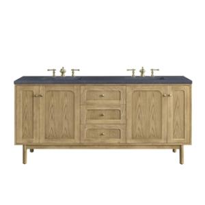 Laurent 72IN Double Vanity Light Natural Oak w/ 3 CM Charcoal Soapstone Top