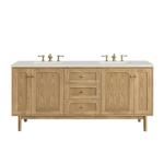 Laurent 72IN Double Vanity Light Natural Oak w/ 3 CM Lime Delight Top