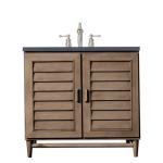 Portland 36IN Single Vanity Whitewashed Walnut w/ 3 CM Charcoal Soapstone Silestone Top