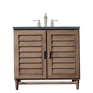 Portland 36IN Single Vanity Whitewashed Walnut w/ 3 CM Charcoal Soapstone Silestone Top