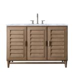 Portland 48IN Single Vanity Whitewashed Walnut w/ 3 CM Carrara Marble Top