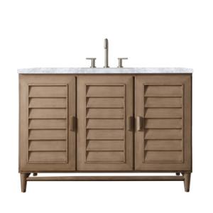 Portland 48IN Single Vanity Whitewashed Walnut w/ 3 CM Carrara Marble Top