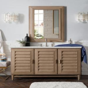 Portland 48IN Single Vanity Whitewashed Walnut w/ 3 CM Eternal Jasmine Pearl Silestone Top