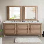 Portland 60IN Double Vanity Whitewashed Walnut w/ 3 CM Carrara Marble Top