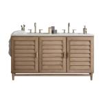 Portland 60IN Double Vanity Whitewashed Walnut w/ 3 CM Eternal Jasmine Pearl Silestone Top