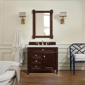 Brittany 30IN Single Vanity Burnished Mahogany w/ 3 CM Eternal Jasmine Pearl Silestone Top