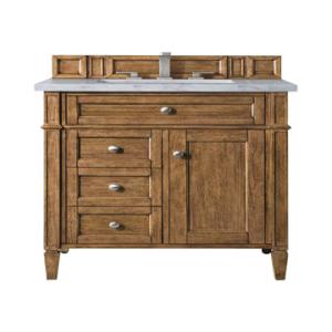 Brittany 30IN Single Vanity Saddle Brown w/ 3 CM Eternal Jasmine Pearl Silestone Top