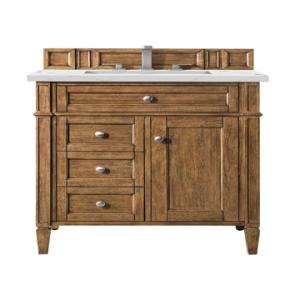 Brittany 30IN Single Vanity Saddle Brown w/ 3 CM Ethereal Noctis Silestone Top