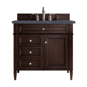 Brittany 36IN Single Vanity Burnished Mahogany w/ 3 CM Charcoal Soapstone Silestone Top