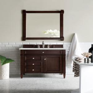 Brittany 36IN Single Vanity Burnished Mahogany w/ 3 CM Eternal Jasmine Pearl Silestone Top