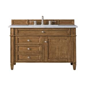 Brittany 36IN Single Vanity Saddle Brown w/ 3 CM Carrara Marble Top