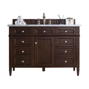 Brittany 48IN Single Vanity Burnished Mahogany w/ 3 CM Carrara Marble Top