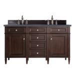 Brittany 60IN Double Vanity Burnished Mahogany w/ 3 CM Charcoal Soapstone Silestone Top