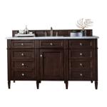 Brittany 60IN Single Vanity Burnished Mahogany w/ 3 CM Carrara Marble Top