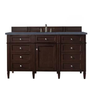 Brittany 60IN Single Vanity Burnished Mahogany w/ 3 CM Charcoal Soapstone Silestone Top