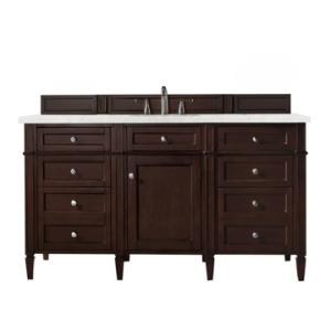 Brittany 60IN Single Vanity Burnished Mahogany w/ 3 CM Eternal Jasmine Pearl Silestone Top