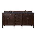 Brittany 72IN Double Vanity Burnished Mahogany w/ 3 CM Charcoal Soapstone Silestone Top