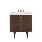 Amberly 30IN Single Vanity Mid-Century Walnut w/ 3 CM Ethereal Noctis Top