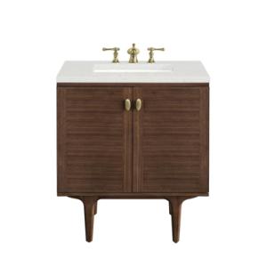 Amberly 30IN Single Vanity Mid-Century Walnut w/ 3 CM Lime Delight Top