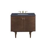 Amberly 36IN Single Vanity Mid-Century Walnut w/ 3 CM Charcoal Soapstone Top