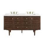 Amberly 60IN Double Vanity Mid-Century Walnut w/ 3 CM White Zeus Top