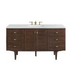 Amberly 60IN Single Vanity Mid-Century Walnut w/ 3 CM Ethereal Noctis Top