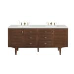 Amberly 72IN Double Vanity Mid-Century Walnut w/ 3 CM Lime Delight Top