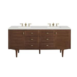 Amberly 72IN Double Vanity Mid-Century Walnut w/ 3 CM Lime Delight Top