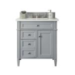 Brittany 30IN Single Vanity Urban Gray w/ 3 CM Carrara Marble Top