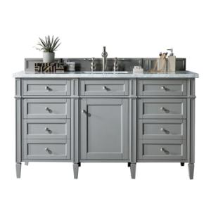 Brittany 60IN Single Vanity Urban Gray w/ 3 CM Carrara Marble Top