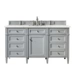 Brittany 60IN Single Vanity Urban Gray w/ 3 CM Eternal Jasmine Pearl Silestone Top