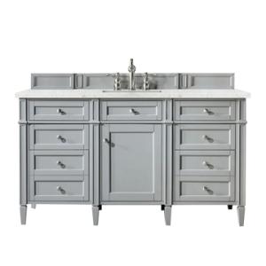 Brittany 60IN Single Vanity Urban Gray w/ 3 CM Eternal Jasmine Pearl Silestone Top