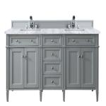 Brittany 72IN Double Vanity Urban Gray w/ 3 CM Carrara Marble Top