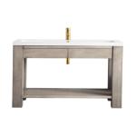 Brooklyn 39.5IN Single Console Vanity Platinum Ash w/ White Glossy Composite Stone Top