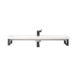 Two Boston 15.25IN Wall Brackets Matte Black w/ 39.5IN White Glossy Composite Stone Top