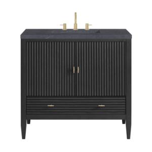 Myrrin 36IN Vanity Carbon Oak w/ 3 CM Charcoal Soapstone Silestone Top