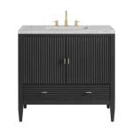 Myrrin 36IN Vanity Carbon Oak w/ 3 CM Eternal Jasmine Pearl Silestone Top