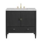 Myrrin 36IN Vanity Carbon Oak w/ 3 CM Victorian Silver Silestone Top