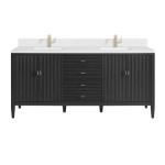 Myrrin 72IN Vanity Carbon Oak w/ Single Hole 3 CM White Zeus Silestone Top & Backsplash