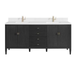Myrrin 72IN Vanity Carbon Oak w/ Single Hole 3 CM White Zeus Silestone Top & Backsplash