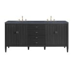 Myrrin 72IN Double Vanity Carbon Oak w/ 3 CM Charcoal Soapstone Silestone Top